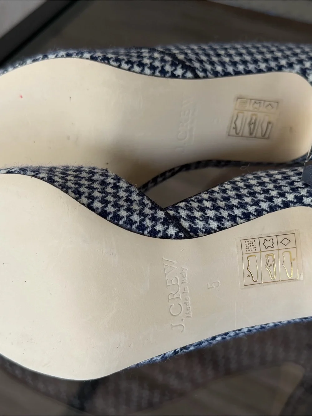 J. Crew Navy and White Houndstooth Pointed-Toe Pumps